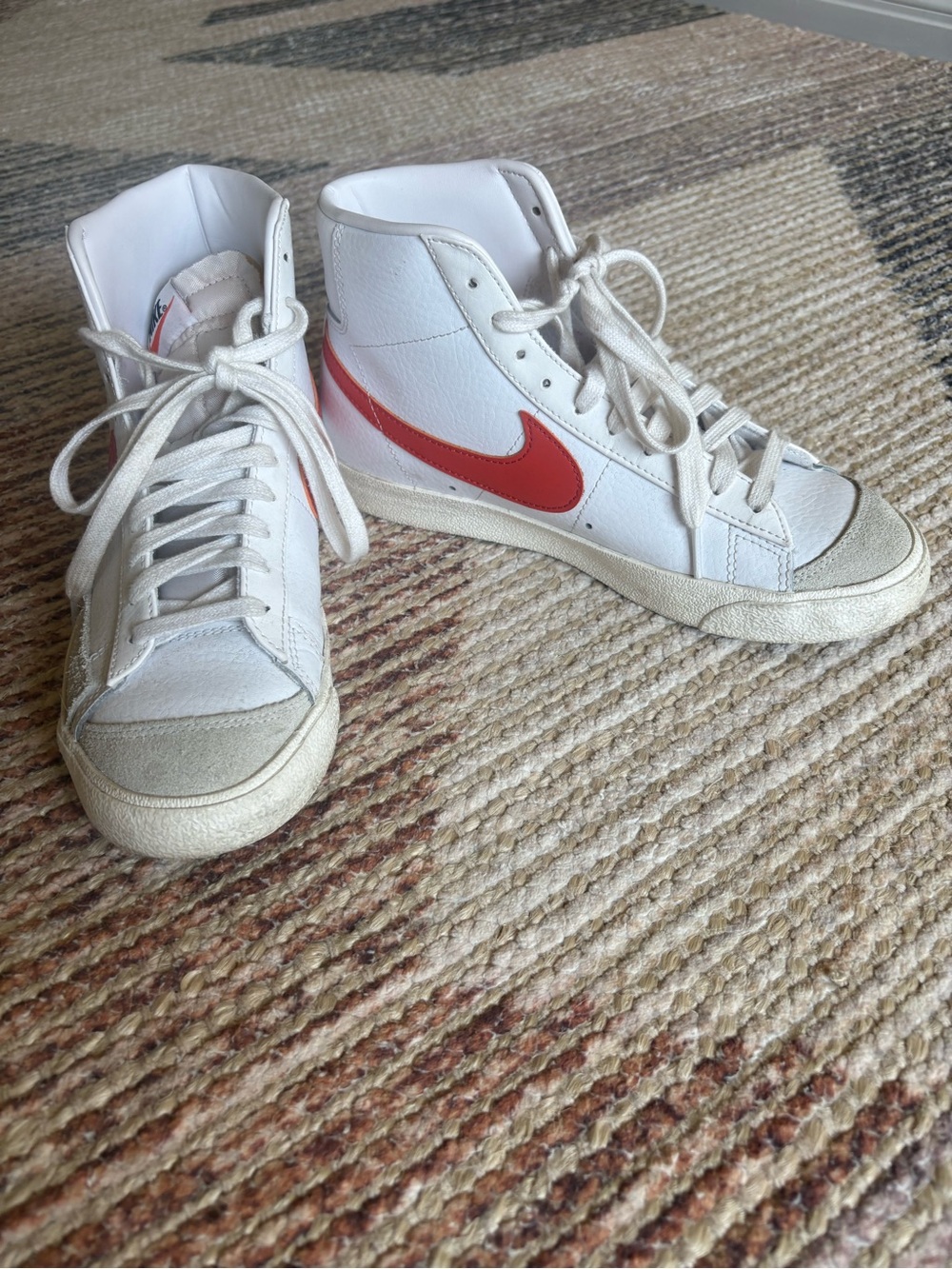 Nike Blazer Mid Vintage White with Red Swoosh, Sz 9W
